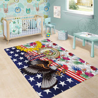 Hawaii and United States Together Area Rug Seal of Hawaii and Bald Eagle - Polynesian Pride