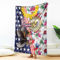 Hawaii and United States Together Blanket Seal of Hawaii and Bald Eagle - Polynesian Pride