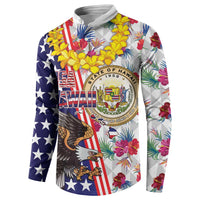 Hawaii and United States Together Button Sweatshirt Seal of Hawaii and Bald Eagle LT03 - Polynesian Pride