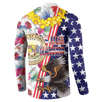 Hawaii and United States Together Button Sweatshirt Seal of Hawaii and Bald Eagle LT03 - Polynesian Pride
