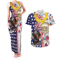 Hawaii and United States Together Couples Matching Tank Maxi Dress and Hawaiian Shirt Seal of Hawaii and Bald Eagle - Polynesian Pride