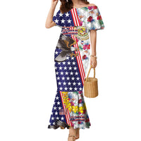 Hawaii and United States Together Family Matching Mermaid Dress and Hawaiian Shirt Seal of Hawaii and Bald Eagle - Polynesian Pride
