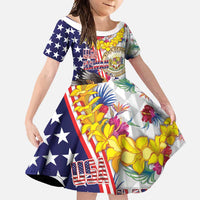 Hawaii and United States Together Family Matching Summer Maxi Dress and Hawaiian Shirt Seal of Hawaii and Bald Eagle - Polynesian Pride