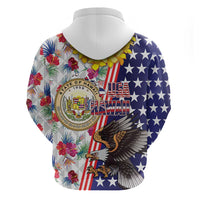 Hawaii and United States Together Hoodie Seal of Hawaii and Bald Eagle - Polynesian Pride