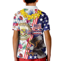 Hawaii and United States Together Kid Polo Shirt Seal of Hawaii and Bald Eagle - Polynesian Pride