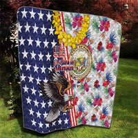 Hawaii and United States Together Quilt Seal of Hawaii and Bald Eagle - Polynesian Pride