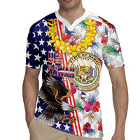 Hawaii and United States Together Rugby Jersey Seal of Hawaii and Bald Eagle LT03 - Polynesian Pride