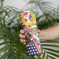 Hawaii and United States Together Skinny Tumbler Seal of Hawaii and Bald Eagle - Polynesian Pride