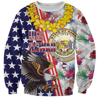 Hawaii and United States Together Sweatshirt Seal of Hawaii and Bald Eagle LT03 Unisex White - Polynesian Pride
