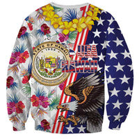 Hawaii and United States Together Sweatshirt Seal of Hawaii and Bald Eagle LT03 - Polynesian Pride