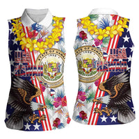 Hawaii and United States Together Women Sleeveless Polo Shirt Seal of Hawaii and Bald Eagle - Polynesian Pride
