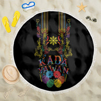 Philippines Kadayawan Festival Beach Blanket Polynesian Tribal Art Barong Style LT03 One Size 150cm Black - Polynesian Pride
