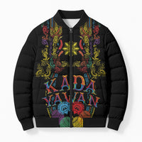 Philippines Kadayawan Festival Bomber Puffer Jacket Polynesian Tribal Art Barong Style LT03 Unisex Black - Polynesian Pride