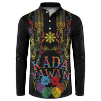 Philippines Kadayawan Festival Button Sweatshirt Polynesian Tribal Art Barong Style LT03 Black - Polynesian Pride