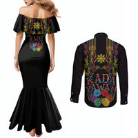 Philippines Kadayawan Festival Couples Matching Mermaid Dress and Long Sleeve Button Shirt Polynesian Tribal Art Barong Style LT03 - Polynesian Pride