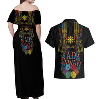 Philippines Kadayawan Festival Couples Matching Off Shoulder Maxi Dress and Hawaiian Shirt Polynesian Tribal Art Barong Style LT03 - Polynesian Pride