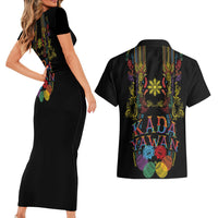 Philippines Kadayawan Festival Couples Matching Short Sleeve Bodycon Dress and Hawaiian Shirt Polynesian Tribal Art Barong Style LT03 - Polynesian Pride