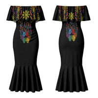 Philippines Kadayawan Festival Family Matching Mermaid Dress and Hawaiian Shirt Polynesian Tribal Art Barong Style LT03 Mom's Dress Black - Polynesian Pride