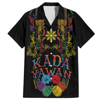 Philippines Kadayawan Festival Family Matching Mermaid Dress and Hawaiian Shirt Polynesian Tribal Art Barong Style LT03 Dad's Shirt - Short Sleeve Black - Polynesian Pride