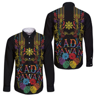 Philippines Kadayawan Festival Family Matching Mermaid Dress and Hawaiian Shirt Polynesian Tribal Art Barong Style LT03 Dad's Shirt - Long Sleeve Black - Polynesian Pride