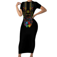 Philippines Kadayawan Festival Family Matching Short Sleeve Bodycon Dress and Hawaiian Shirt Polynesian Tribal Art Barong Style LT03 Mom's Dress Black - Polynesian Pride