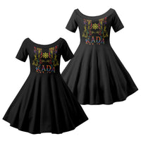 Philippines Kadayawan Festival Family Matching Tank Maxi Dress and Hawaiian Shirt Polynesian Tribal Art Barong Style LT03 Daughter's Dress Black - Polynesian Pride