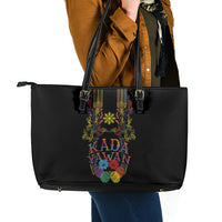 Philippines Kadayawan Festival Leather Tote Bag Polynesian Tribal Art Barong Style LT03 - Polynesian Pride