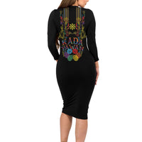 Philippines Kadayawan Festival Long Sleeve Bodycon Dress Polynesian Tribal Art Barong Style LT03 - Polynesian Pride