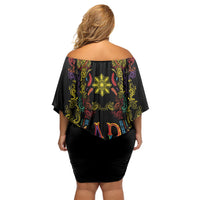 Philippines Kadayawan Festival Off Shoulder Short Dress Polynesian Tribal Art Barong Style LT03 - Polynesian Pride