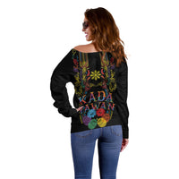 Philippines Kadayawan Festival Off Shoulder Sweater Polynesian Tribal Art Barong Style LT03 - Polynesian Pride