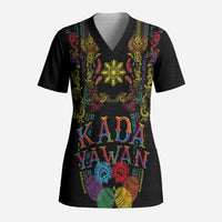 Philippines Kadayawan Festival Scrub Top Polynesian Tribal Art Barong Style LT03 Adult Black - Polynesian Pride