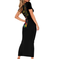 Philippines Kadayawan Festival Short Sleeve Bodycon Dress Polynesian Tribal Art Barong Style LT03 - Polynesian Pride