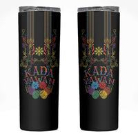 Philippines Kadayawan Festival Skinny Tumbler Polynesian Tribal Art Barong Style LT03 Black - Polynesian Pride