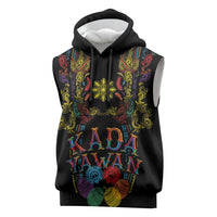 Philippines Kadayawan Festival Sleeveless Hoodie Polynesian Tribal Art Barong Style LT03 Black - Polynesian Pride
