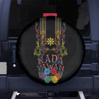 Philippines Kadayawan Festival Spare Tire Cover Polynesian Tribal Art Barong Style LT03 No hole Black - Polynesian Pride