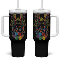 Philippines Kadayawan Festival Tumbler With Handle Polynesian Tribal Art Barong Style LT03 One Size: 40 oz Black - Polynesian Pride