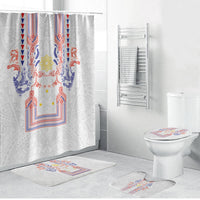 Philippines Barong Style Bathroom Set Polynesian Kakau Art Tattoos with Tribal Filipino Sun LT03 Bathroom Set (4 pcs) White - Polynesian Pride