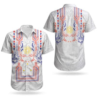 Philippines Barong Style Couples Matching Tank Maxi Dress and Hawaiian Shirt Polynesian Kakau Art Tattoos with Tribal Filipino Sun LT03 - Polynesian Pride