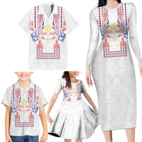 Philippines Barong Style Family Matching Long Sleeve Bodycon Dress and Hawaiian Shirt Polynesian Kakau Art Tattoos with Tribal Filipino Sun LT03 - Polynesian Pride