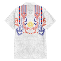 Philippines Barong Style Family Matching Mermaid Dress and Hawaiian Shirt Polynesian Kakau Art Tattoos with Tribal Filipino Sun LT03 Dad's Shirt - Long Sleeve White - Polynesian Pride