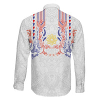 Philippines Barong Style Family Matching Mermaid Dress and Hawaiian Shirt Polynesian Kakau Art Tattoos with Tribal Filipino Sun LT03 Son's Shirt White - Polynesian Pride