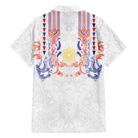 Philippines Barong Style Family Matching Off The Shoulder Long Sleeve Dress and Hawaiian Shirt Polynesian Kakau Art Tattoos with Tribal Filipino Sun LT03 Dad's Shirt - Long Sleeve White - Polynesian Pride