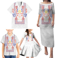 Philippines Barong Style Family Matching Puletasi and Hawaiian Shirt Polynesian Kakau Art Tattoos with Tribal Filipino Sun LT03 - Polynesian Pride