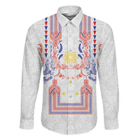 Philippines Barong Style Family Matching Summer Maxi Dress and Hawaiian Shirt Polynesian Kakau Art Tattoos with Tribal Filipino Sun LT03 Daughter's Dress White - Polynesian Pride