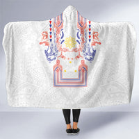 Philippines Barong Style Hooded Blanket Polynesian Kakau Art Tattoos with Tribal Filipino Sun LT03 One Size White - Polynesian Pride