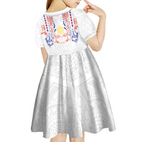 Philippines Barong Style Kid Short Sleeve Dress Polynesian Kakau Art Tattoos with Tribal Filipino Sun LT03 - Polynesian Pride