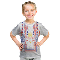 Philippines Barong Style Kid T Shirt Polynesian Kakau Art Tattoos with Tribal Filipino Sun LT03 White - Polynesian Pride