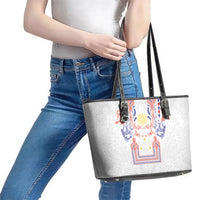 Philippines Barong Style Leather Tote Bag Polynesian Kakau Art Tattoos with Tribal Filipino Sun LT03 - Polynesian Pride