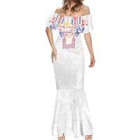 Philippines Barong Style Mermaid Dress Polynesian Kakau Art Tattoos with Tribal Filipino Sun LT03 - Polynesian Pride