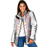 Philippines Barong Style Padded Jacket Polynesian Kakau Art Tattoos with Tribal Filipino Sun LT03 Women White - Polynesian Pride